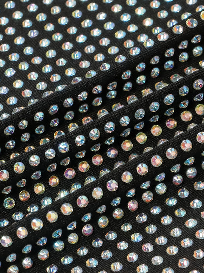 [Sexy Rhinestone Mini Dress] Sexy Rhinestone-Embellished Women's Two-Piece Mini Dress | Deep V-Neck, Stretchy High-Waisted Clubwear with Adjustable Spaghetti Straps, Glittery Sequin Detailing for Nightclub & Party Outfits, Su