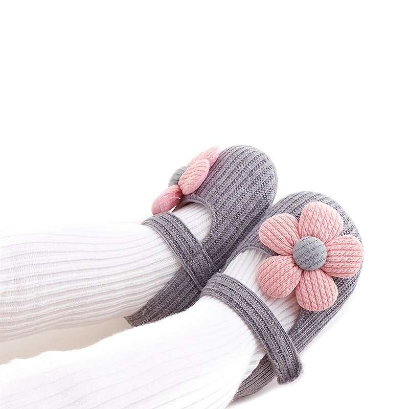 Baby Girls Flower Princess Shoes - Soft Sole Lightweight Breathable Flats for Toddlers & Infants