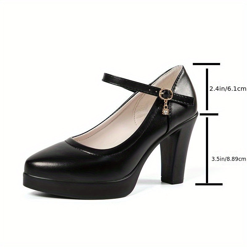 Women's Ultrahigh Block Heel Mary Jane Pumps - Non-Slip Round Toe Shoes
