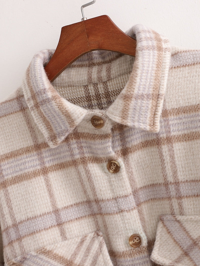 New Mid-length Loose Check Shirt Coat