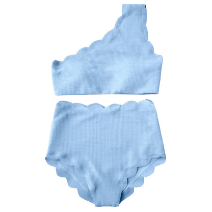 European And American-style Petal-patterned Sexy Off-shoulder High-waist Bikini