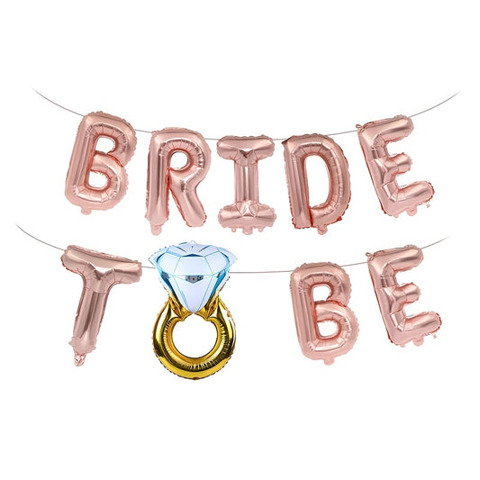 16-Inch 'Bride to Be' Foil Balloon Set with Ring & Crystal Accents - Reusable, Perfect for Bachelorette Parties, Weddings & Bridal Showers, Mixed Colors, Wedding Decorations, Halloween Decorations, Christmas Decorations, Wedd