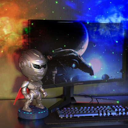 Mecha Samurai Galaxy Projector Night Light - Starry Sky Ambient Lamp for Kids Bedroom