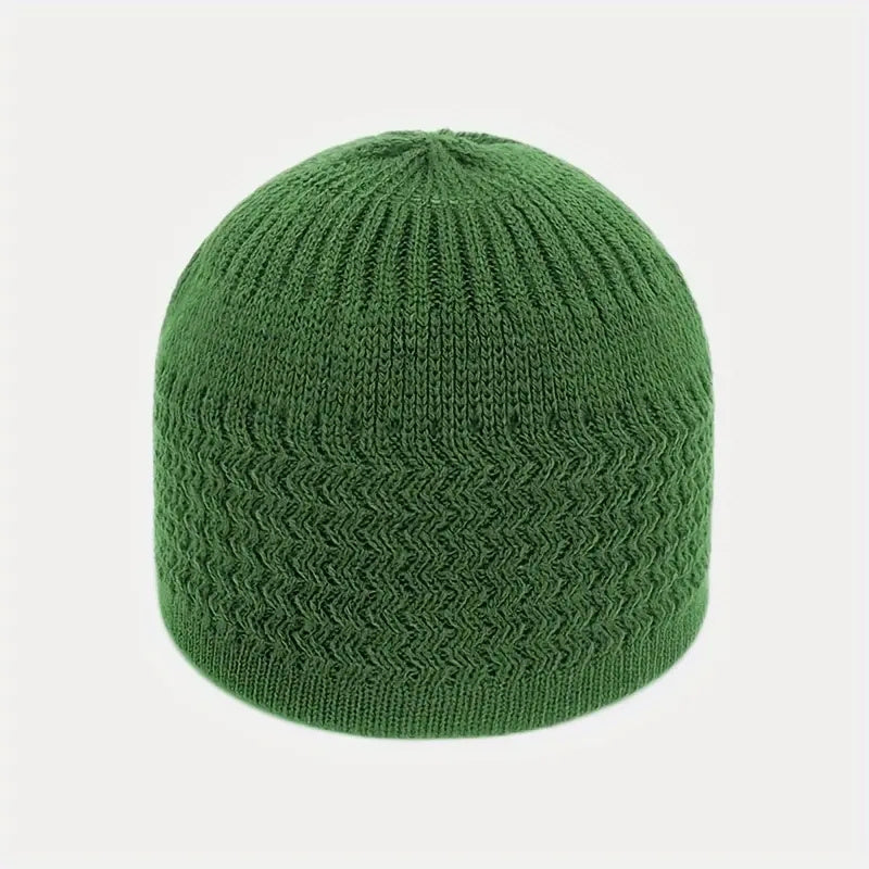 European And American Spring And Autumn Knitted Hat, Unisex Wavy Jacquard Unisex Dome Warm Beanie Cap, Muslim Pullover Knitted Hat, Ideal Choice For Gifts