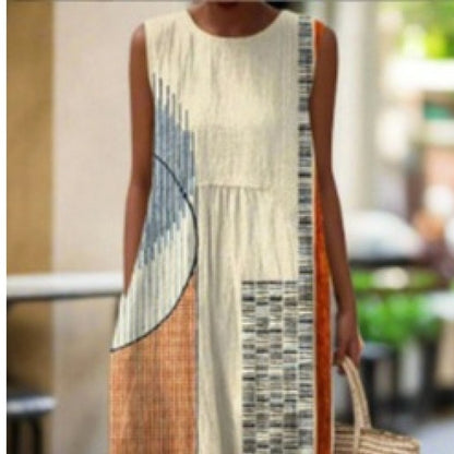 New Sleeveless Casual Printed Temperament Long Dress