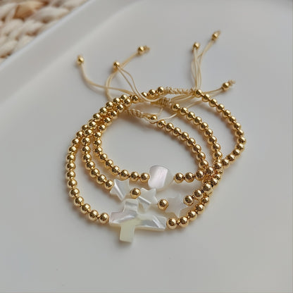 18K Plated Stackable Beads Stretch Elastic Bracelet Jewelry for Women - Adjustable, Comfortable, and Versatile Accessory - Perfect for Everyday Wear or as a Gift