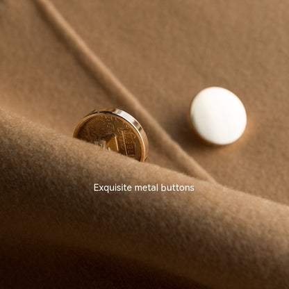 Hepburn Style Reversible Cashmere Coat Women's Mid-length British Classic Style Cape Woolen Coat