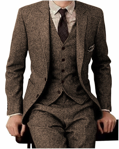 Men's Suit Three-piece Suit Fashion Woolen Suit