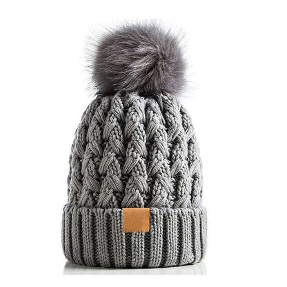 Snow Cap Knitted Hat Unisex Rolled Brim