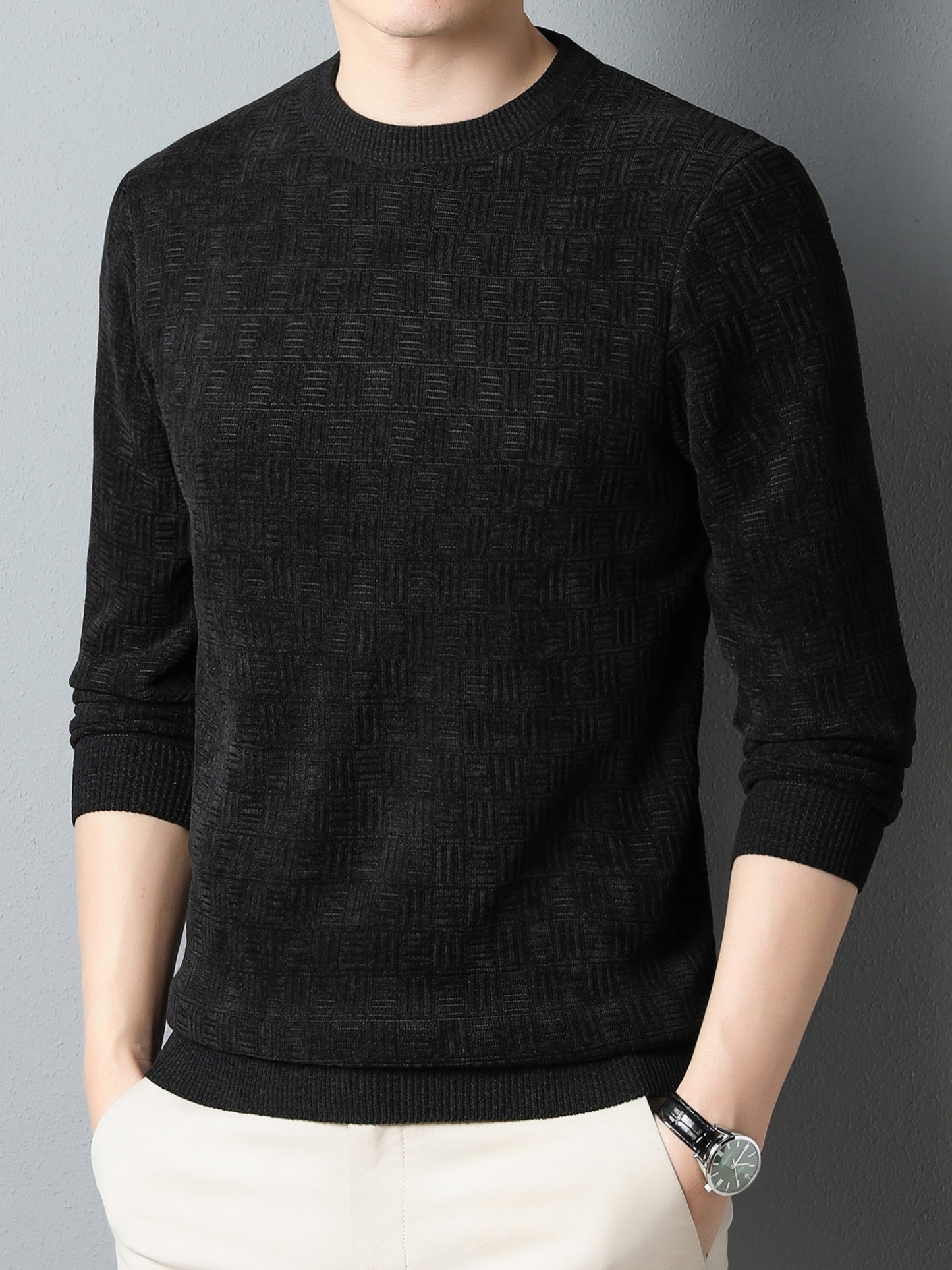 Winter New Men's Casual Sweater Round Neck Plus Thick Base Warm Sweater Best Sellers