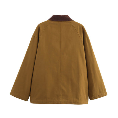 Fashion Polo Collar Cotton Coat Jacket