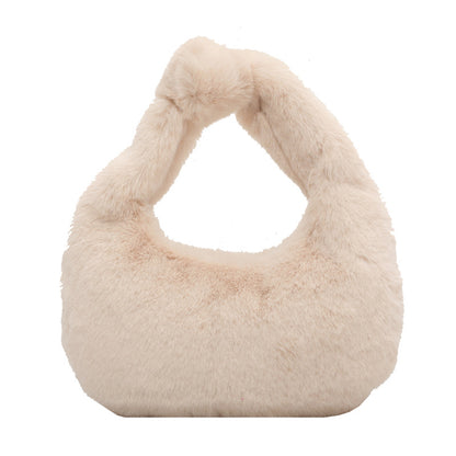 Hand-carrying Plush Tote Solid Color Single-shoulder Bag