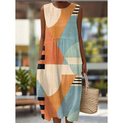 New Sleeveless Casual Printed Temperament Long Dress