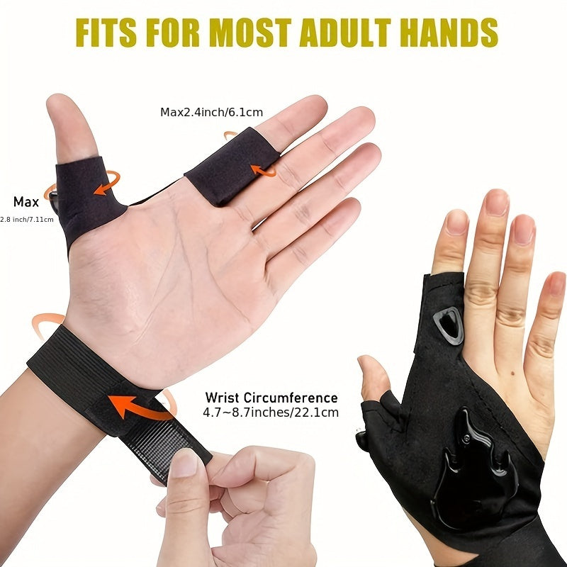 1 Pair Rechargeable Finger Light Gloves - Super Bright LED Flashlight, Hands-Free Lighting, Convenient USB Charging - Perfect for Outdoor Camping Fishing Gadgets and Tools
