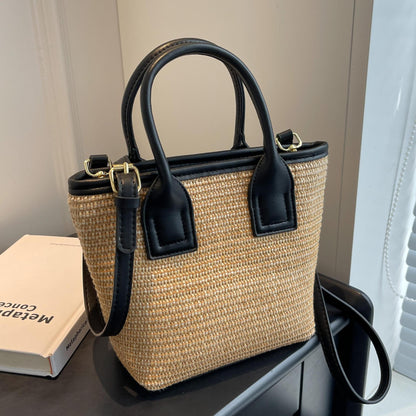 Women's Straw Woven High-grade Portable Bucket Bag