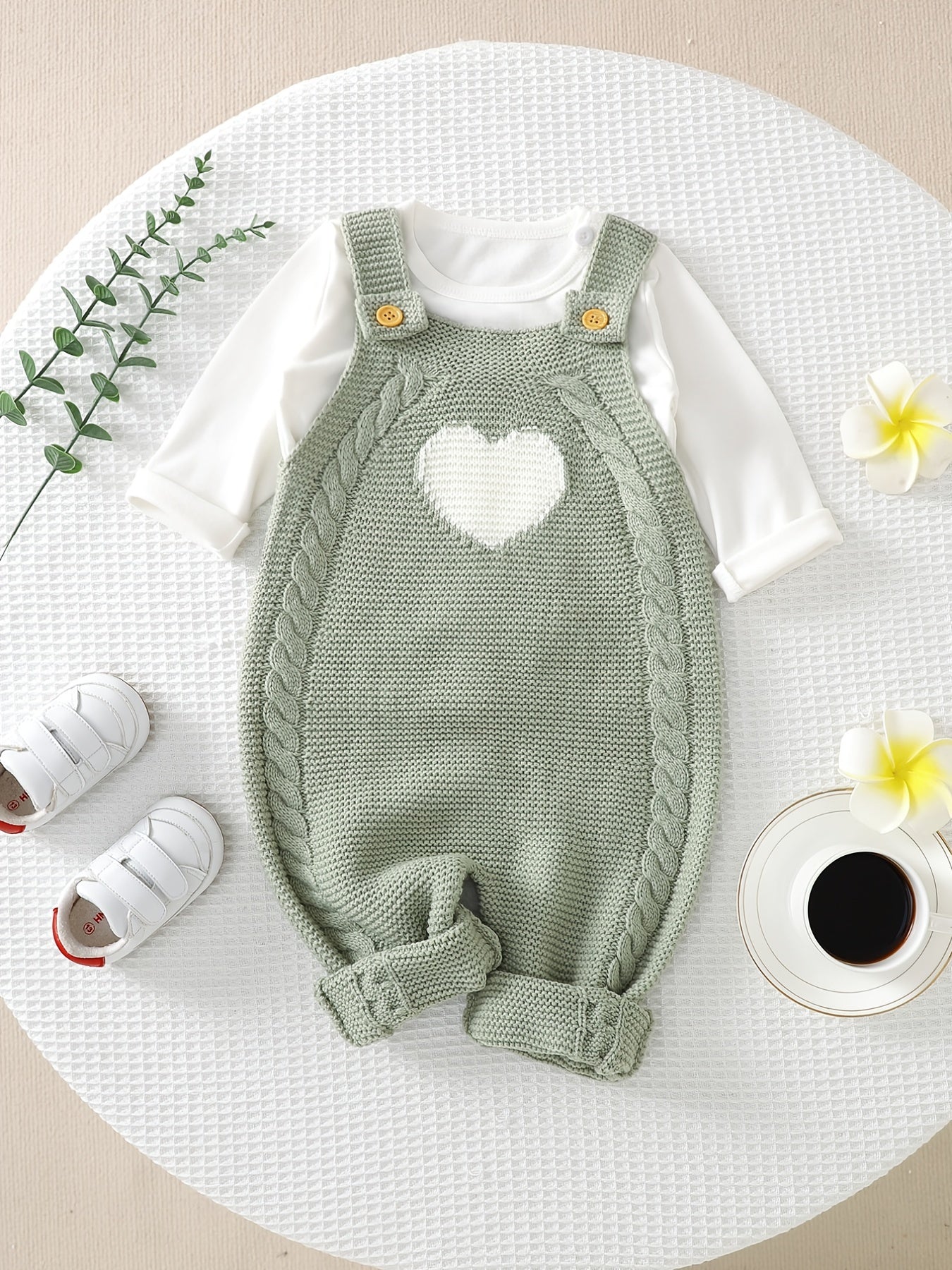 Baby Clothing Girl Baby Bodysuit Baby Love Jacquard Boys Knitted Bodysuit, Suitable For Indoor And Outdoor Wear