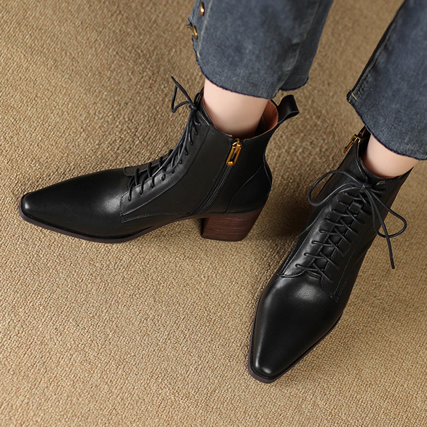 Thick-heel Lace-up Ankle Boots, New Autumnwinter Women's Martin Boots