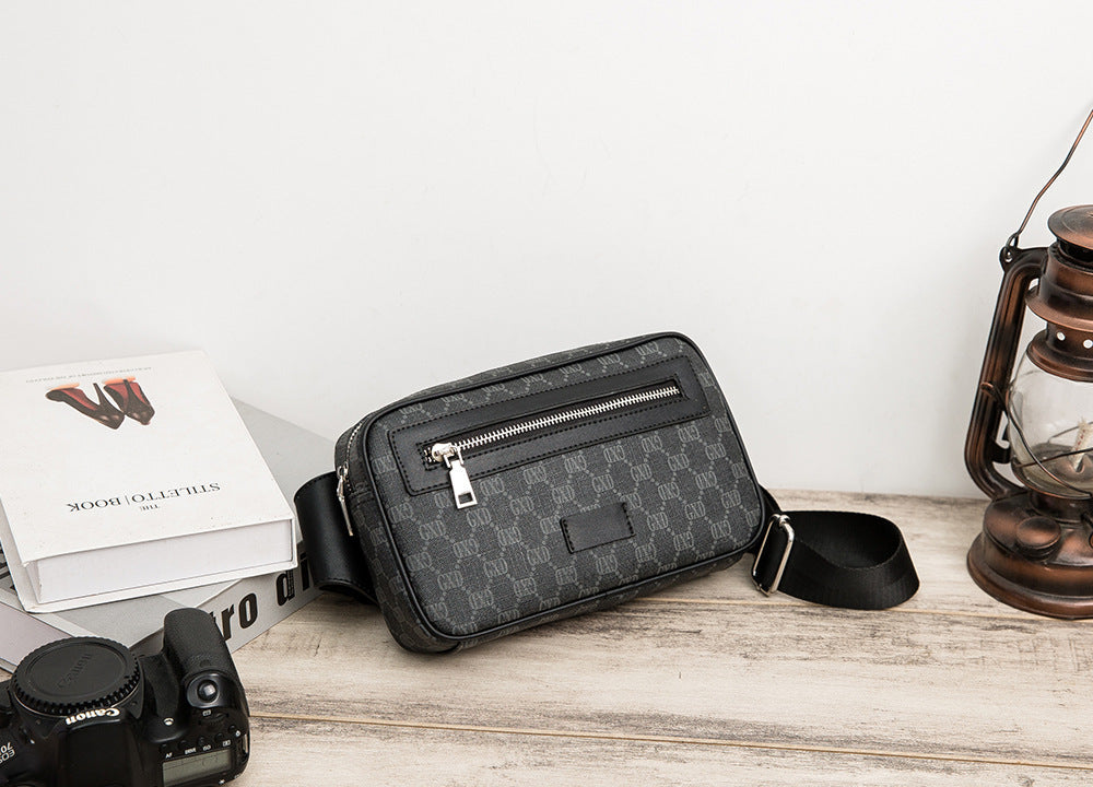 Men's Belt Vintage Letter Print Shoulder Crossbody Bag
