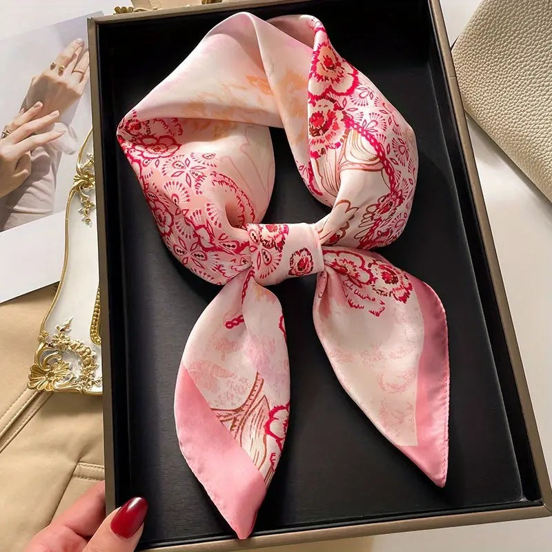 Women's Retro Printed Korean-Style Fashionable All-Match Professional Silk Scarf
