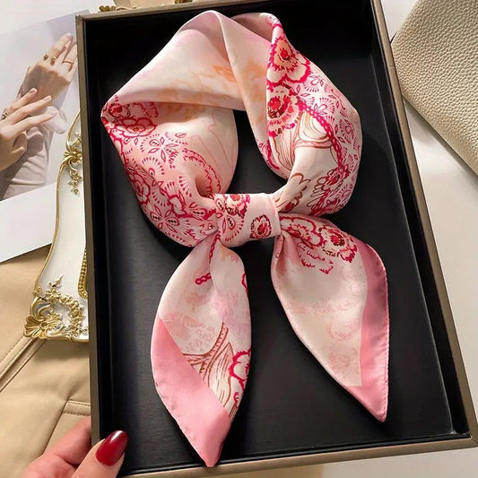 Women's Retro Printed Korean-Style Fashionable All-Match Professional Silk Scarf