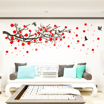 3D Acrylic Wall Art Decal - Elegant Floral Branch Design for Living Room & Bedroom Decor