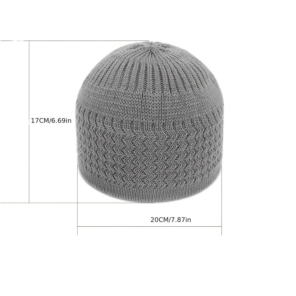 European And American Spring And Autumn Knitted Hat, Unisex Wavy Jacquard Unisex Dome Warm Beanie Cap, Muslim Pullover Knitted Hat, Ideal Choice For Gifts