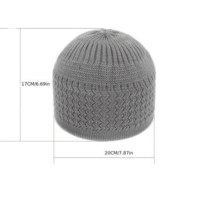 European And American Spring And Autumn Knitted Hat, Unisex Wavy Jacquard Unisex Dome Warm Beanie Cap, Muslim Pullover Knitted Hat, Ideal Choice For Gifts