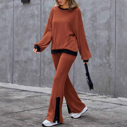 Autumn And Winter Casual Loose Homewear High-waist Elegant Slit Set