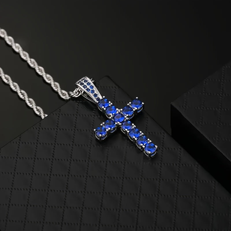 Hip-Hop-Kreuz-Anhänger aus Kupfer mit 4 mm Zirkonia, 14 Karat vergoldet