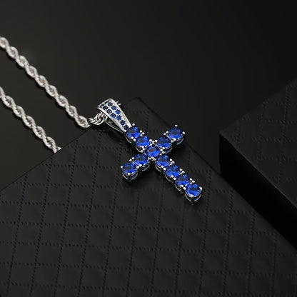 Hip-Hop-Kreuz-Anhänger aus Kupfer mit 4 mm Zirkonia, 14 Karat vergoldet