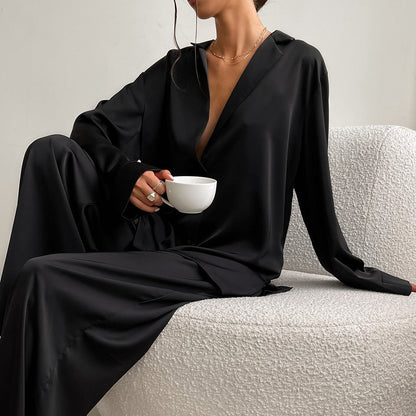 Women's Home  Silk Pure Color Pajamas