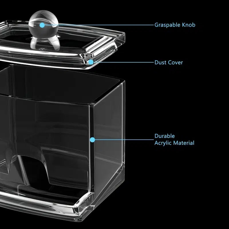 1pc Cotton Swab Holder, Plastic Cotton Ball Dispenser Organizer, Clear Bathroom Storage Container for Home & Bathroom