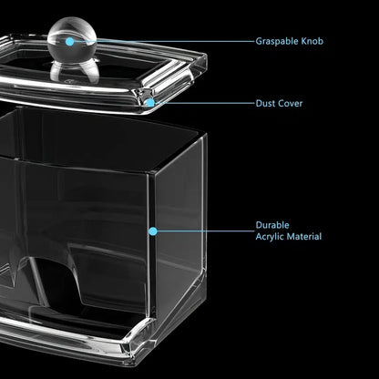 1pc Cotton Swab Holder, Plastic Cotton Ball Dispenser Organizer, Clear Bathroom Storage Container for Home & Bathroom