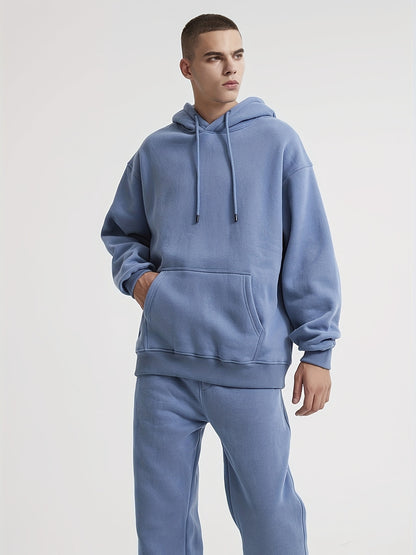 Herren-Kapuzenpullover in Himmelblau, lässiges Sweatshirt aus Polyester und Baumwolle, Oversized