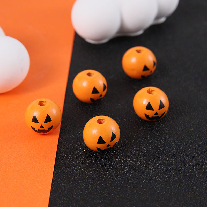 Halloween 16mm Straight Hole Pumpkin Ghost Bulk Wooden Bead