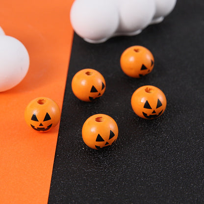 Halloween 16mm Straight Hole Pumpkin Ghost Bulk Wooden Bead