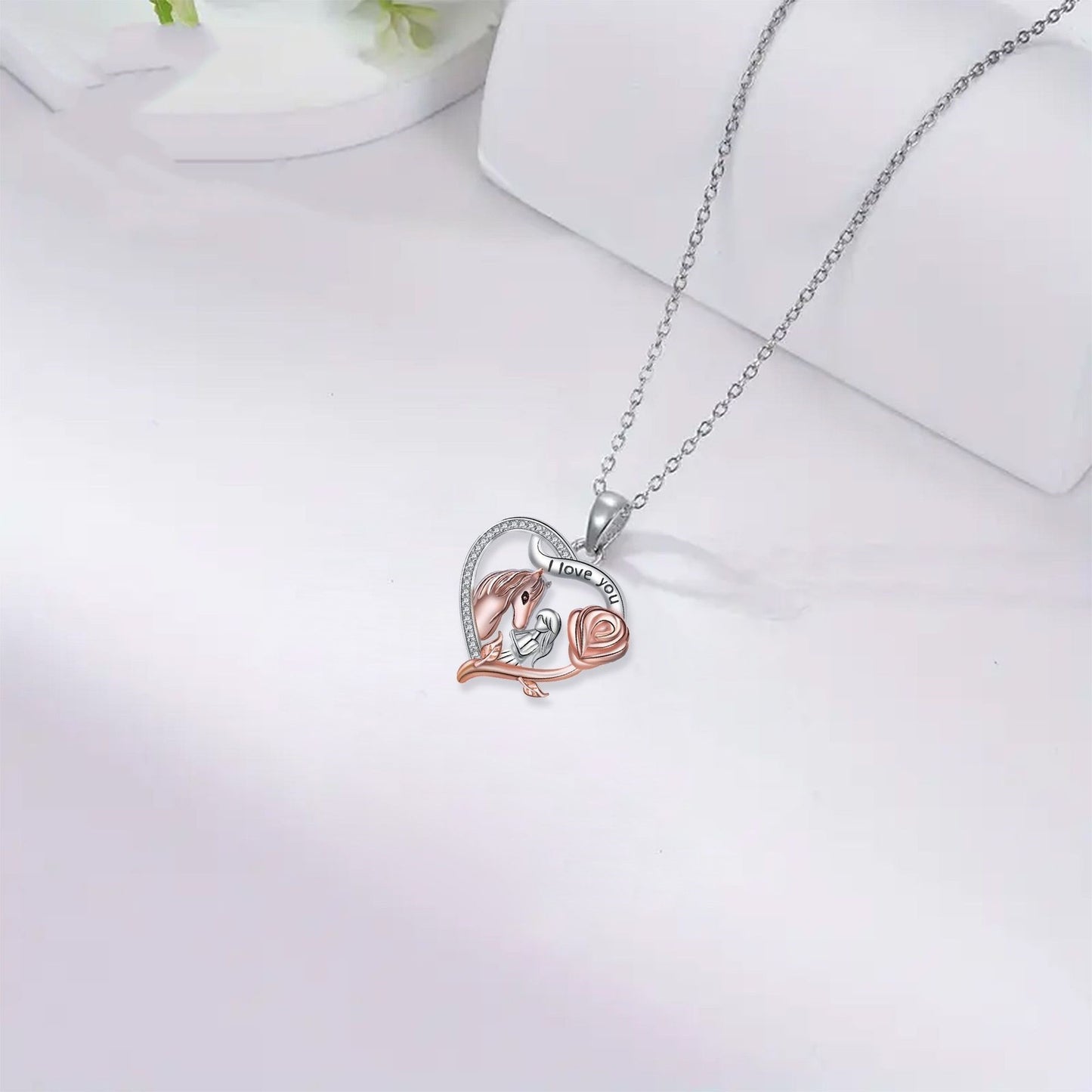 Fashion Girl And Horse Necklace Women's Valentine's Day Gift