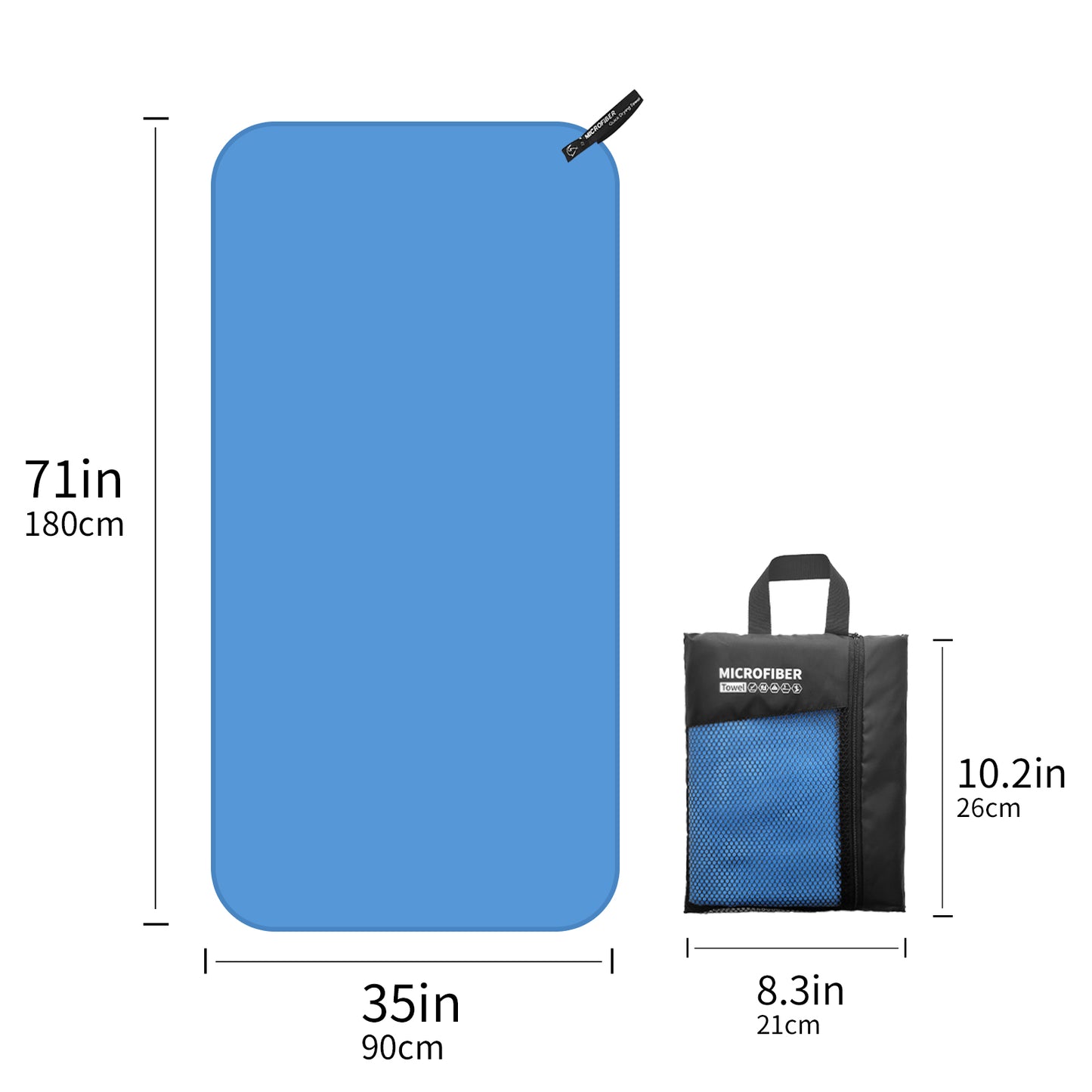 Quick Drying Absorbent 1pc Mutao Microfiber Towel - With Mesh Bag For Camping, Gym Yoga, Backpacking, Hiking