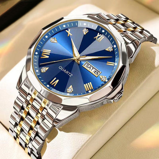 Business Men's Watch Double Calendar High-grade Quartz