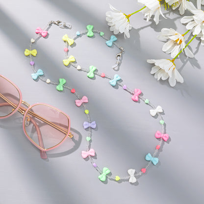 Candy-colored Acrylic Pearl Eye Pendant Chain, Butterfly Five-pointed Star Heart Neck Pendant Glasses Chain