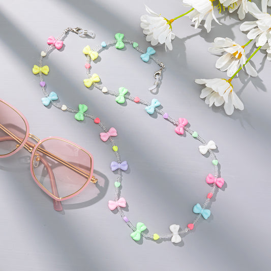 Candy-colored Acrylic Pearl Eye Pendant Chain, Butterfly Five-pointed Star Heart Neck Pendant Glasses Chain