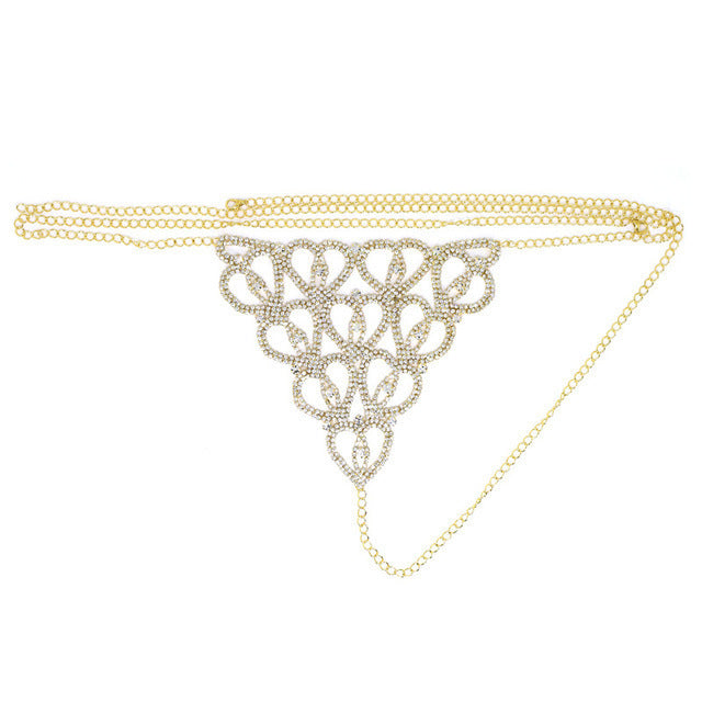 Accessories Rhinestone Claw Chain Body Chain Heart Shaped Sexy Bikini Panties
