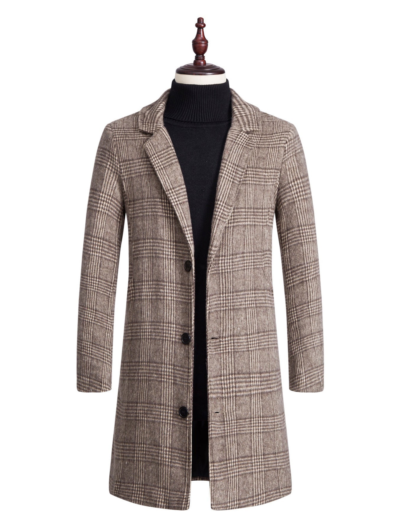 Men's Lapel Trench Coat Mid-length Woolen Coat