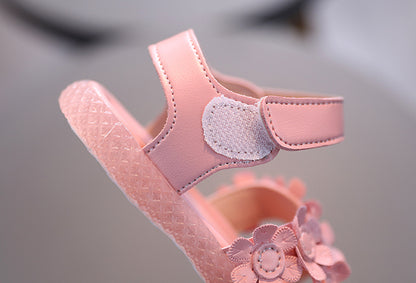 Adorable Girls Flower Sandals - Cute & Comfortable with Non-slip Soft Sole - Secure Slip-on Hook & Loop Fastener - Perfect for Playful Summer Days