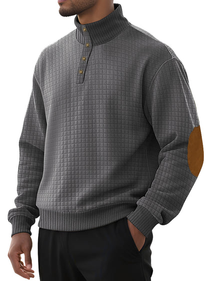 Casual Sports Men's Jacquard Small Plaid Stand Collar Long-sleeved Sweater