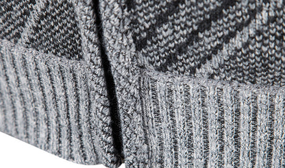 Mens Diamond Plaid Cardigan - Stylish Casual with Refined Stand Collar - Luxuriously Plush & Cozy Warm Knit Zip Up - Eye-Catching Design