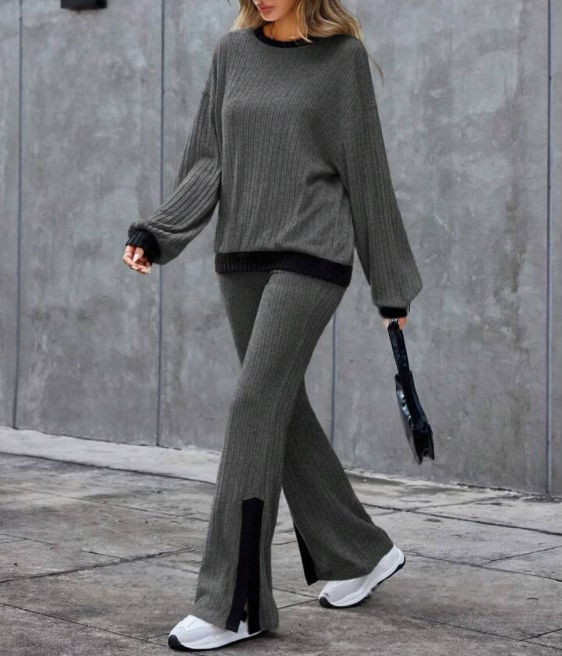 Autumn And Winter Casual Loose Homewear High-waist Elegant Slit Set