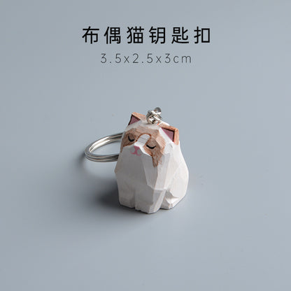 Handmade Wooden Cat Figurine - Artisan Carved Wood Cat Sculpture Home Decor Gift