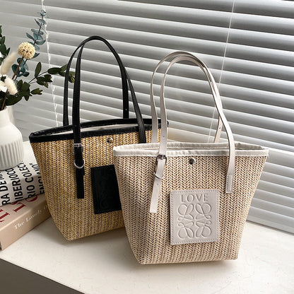 Spring Straw Woven Large Capacity Women's Portable Shoulder Bag