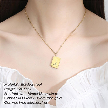 Valentine's Day Gift Envelope Engraved Necklace